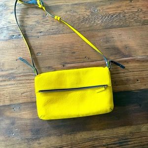 Smythson Yellow Panama Fold over bag, discontinued color! beautiful
